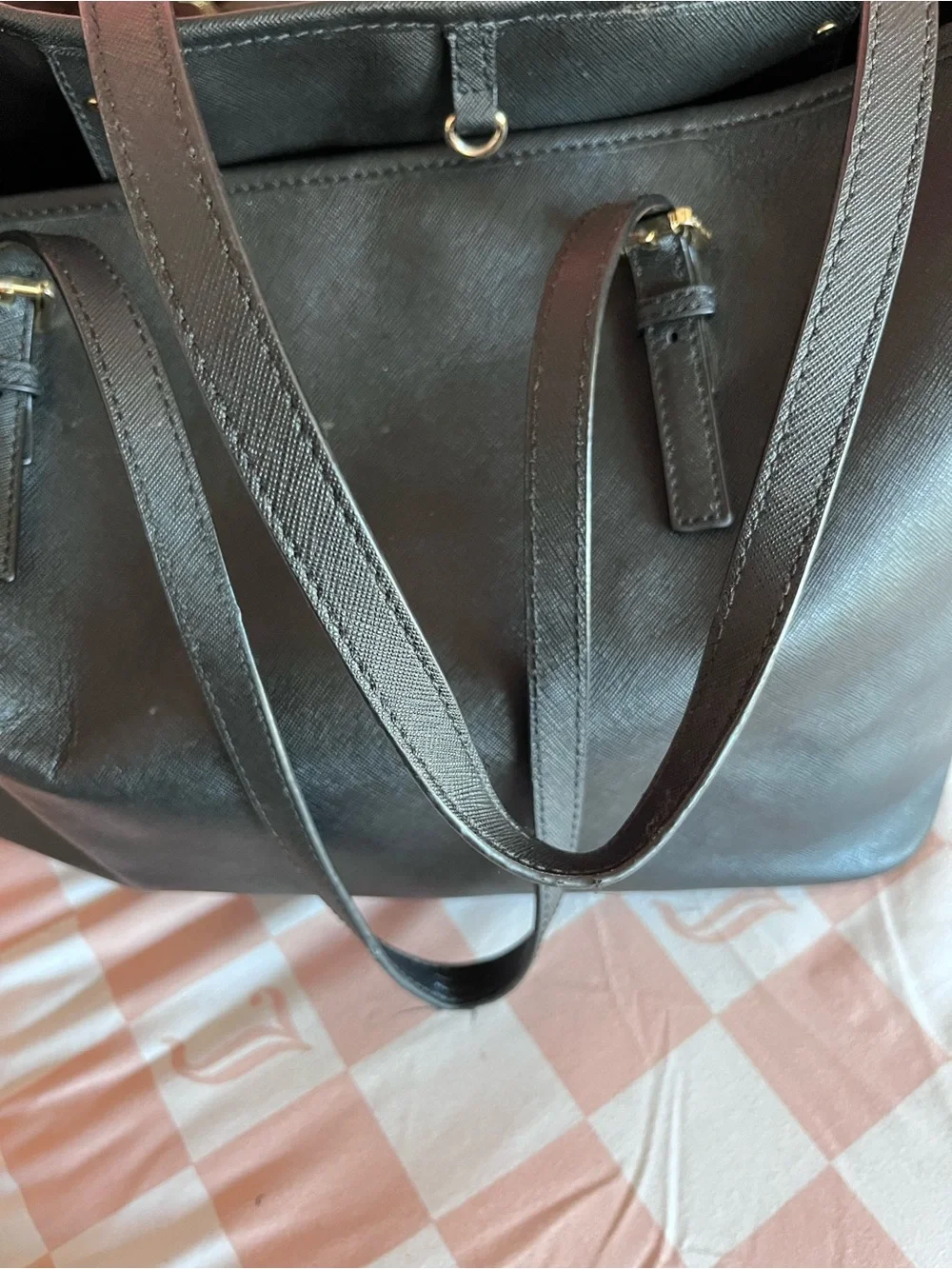 Michael Kors Black Saffiano Leather Shopper with Gold Hardware